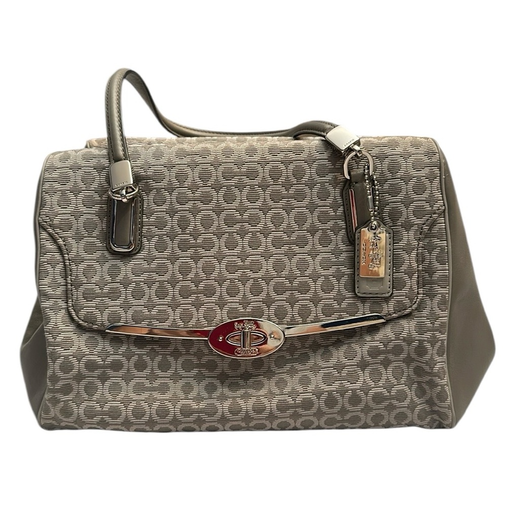 Coach Gray and Cream Shoulder Bag